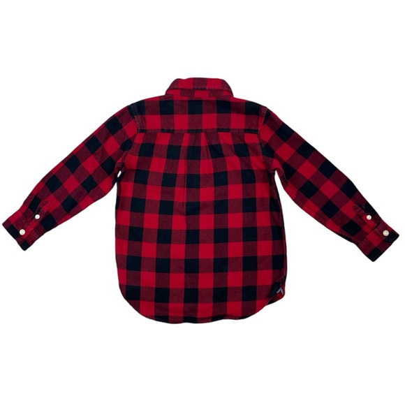 GAP Buffalo Check Flannel Button Down Shirt 5 Red Black - Picture 6 of 9